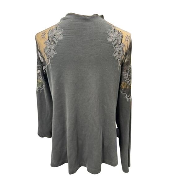 "FREE PEOPLE" Blk Lace Shoulder SZ S Floral Whimsigoth, Dark Romance, Vampire - Picture 3 of 12